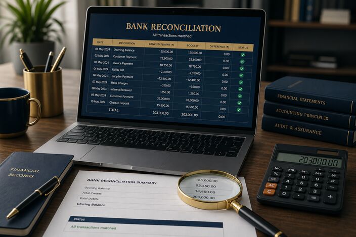 Bank reconciliation showing matched transactions