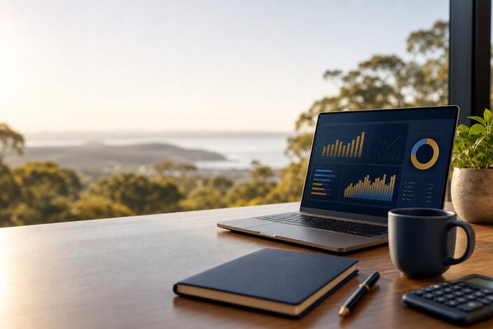 Remote bookkeeping dashboard with a Central Coast NSW view