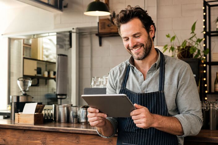 Small business owner with finances handled
